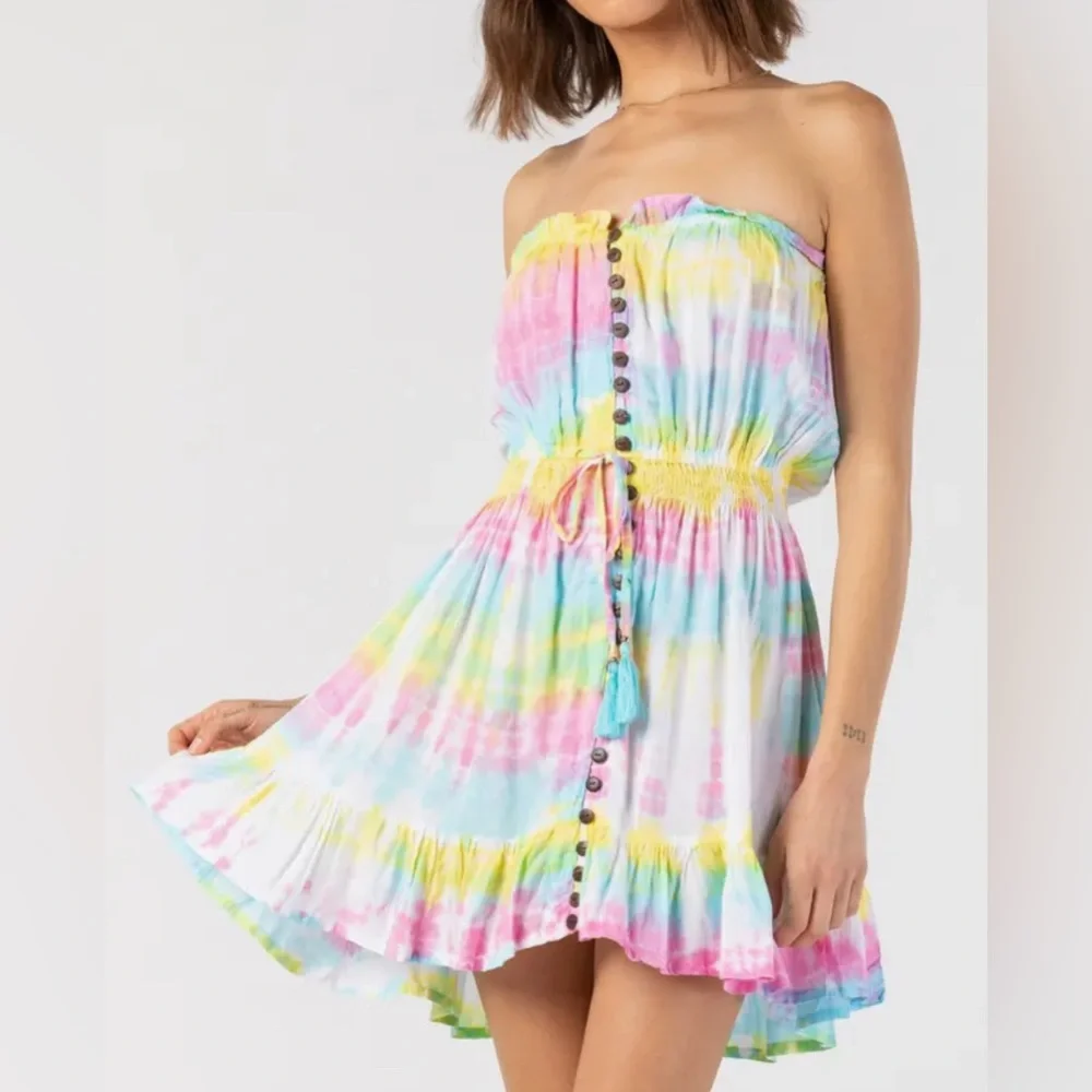 Tiare Hawaii Ryden Tie Dye Strapless Mini Dress Women’s Sz M/L NWT - Picture 1 of 16